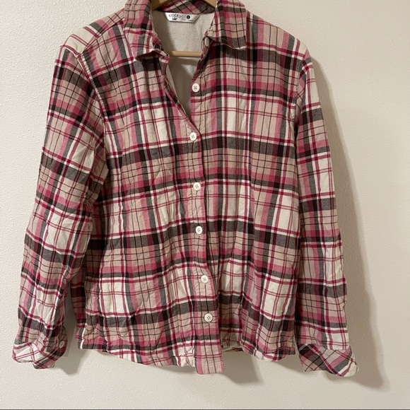 Lee Riders Plaid Flannel Fleece Lined Pink Brown Shacket Shirt Jacket Button-L - Picture 3 of 8